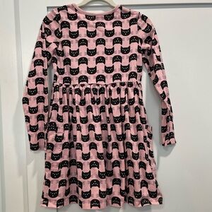 Hanna Anderson Pink, Black Cat, Long Sleeve Dress. Girls size 150(12)